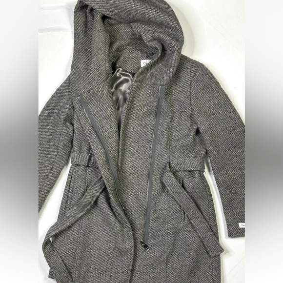 Calvin Klein Trench Coat Women’s PL Wool Blend Belted Hooded Full Zip Jacket - Picture 3 of 11